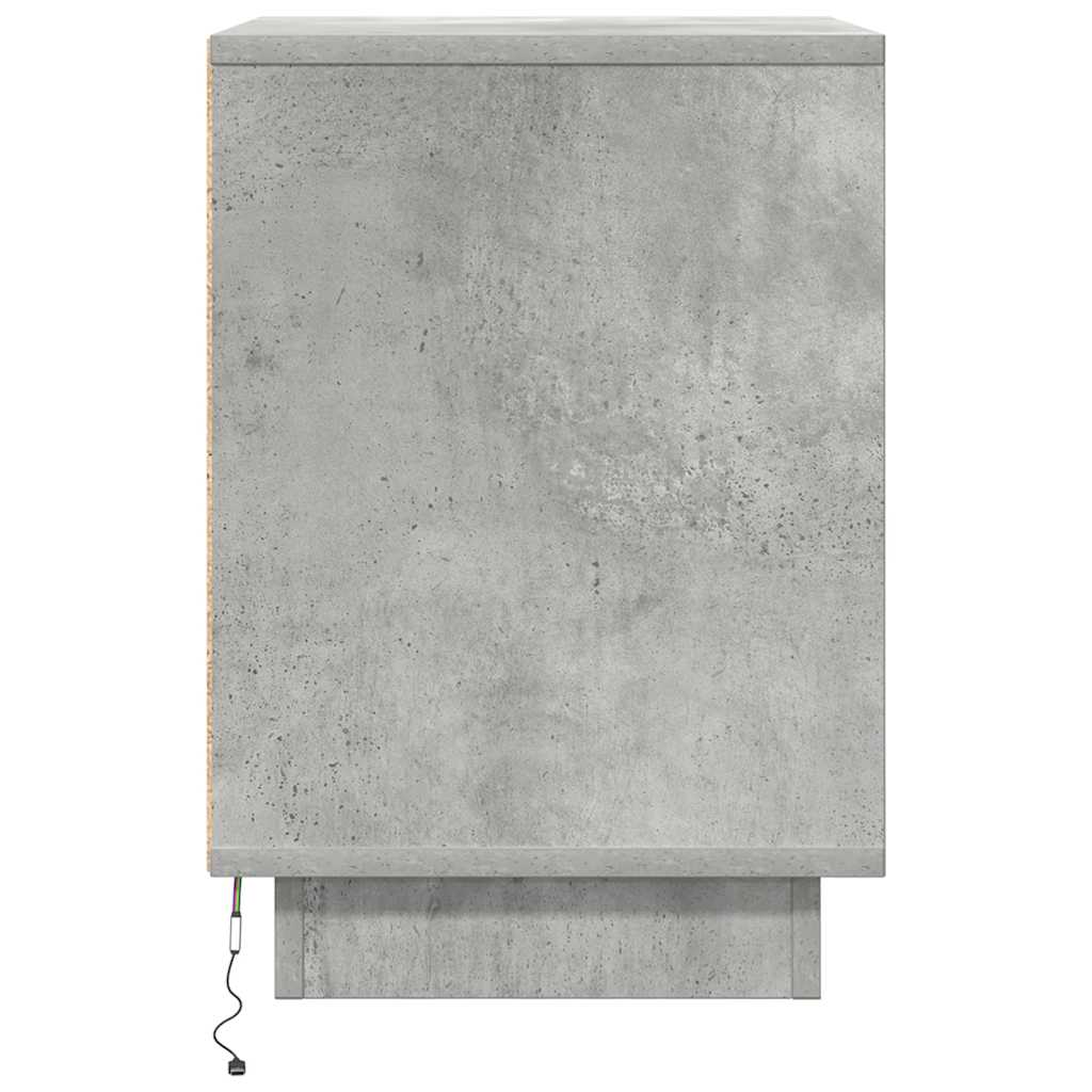 Noćni ormarić s LED svjetlima siva boja betona 38x34x50 cm