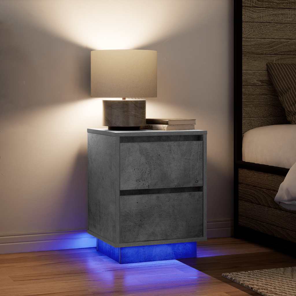 Noćni ormarići s LED svjetlima 2 kom boja betona 38x34x50 cm
