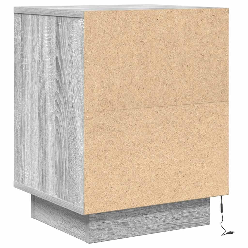 Noćni ormarići s LED svjetlima 2 kom boja hrasta 38x34x50 cm