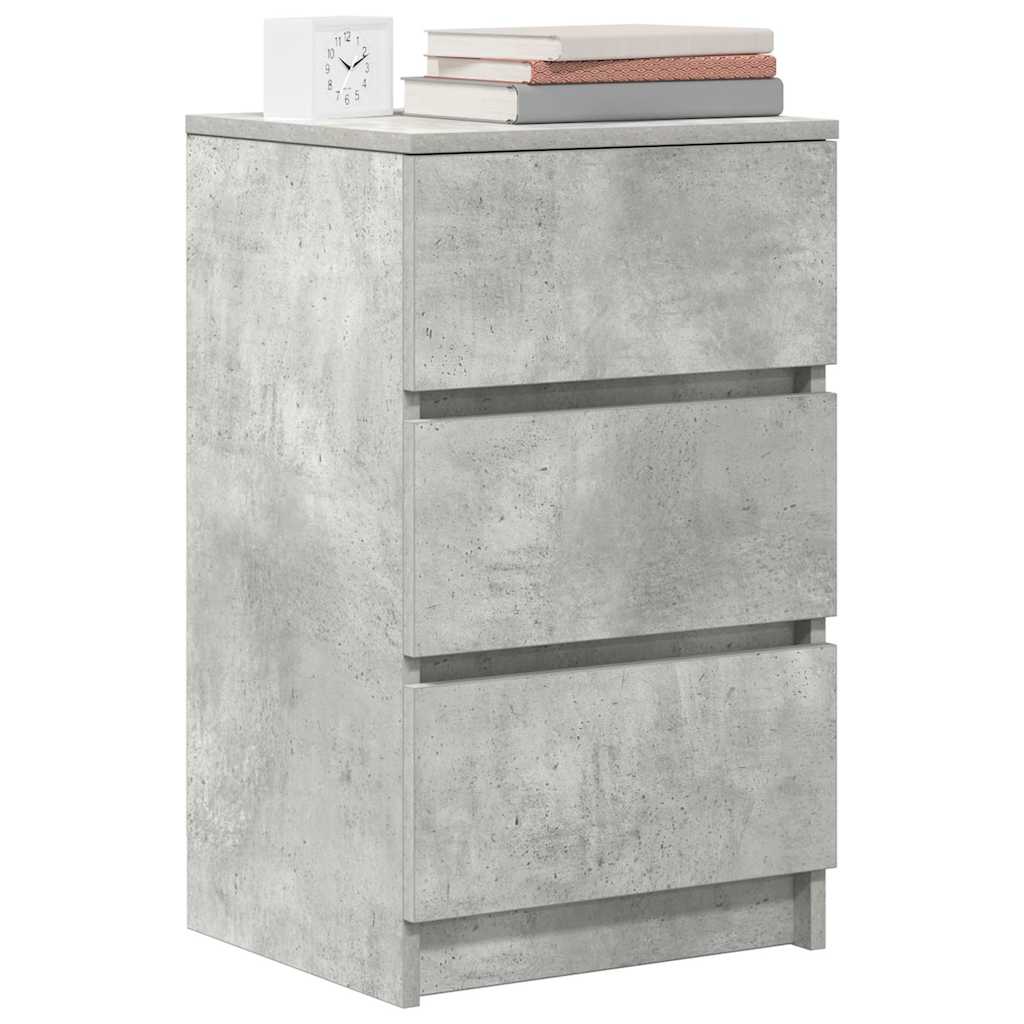 Noćni ormarić s 3 ladice beton siva 39x35x65 cm