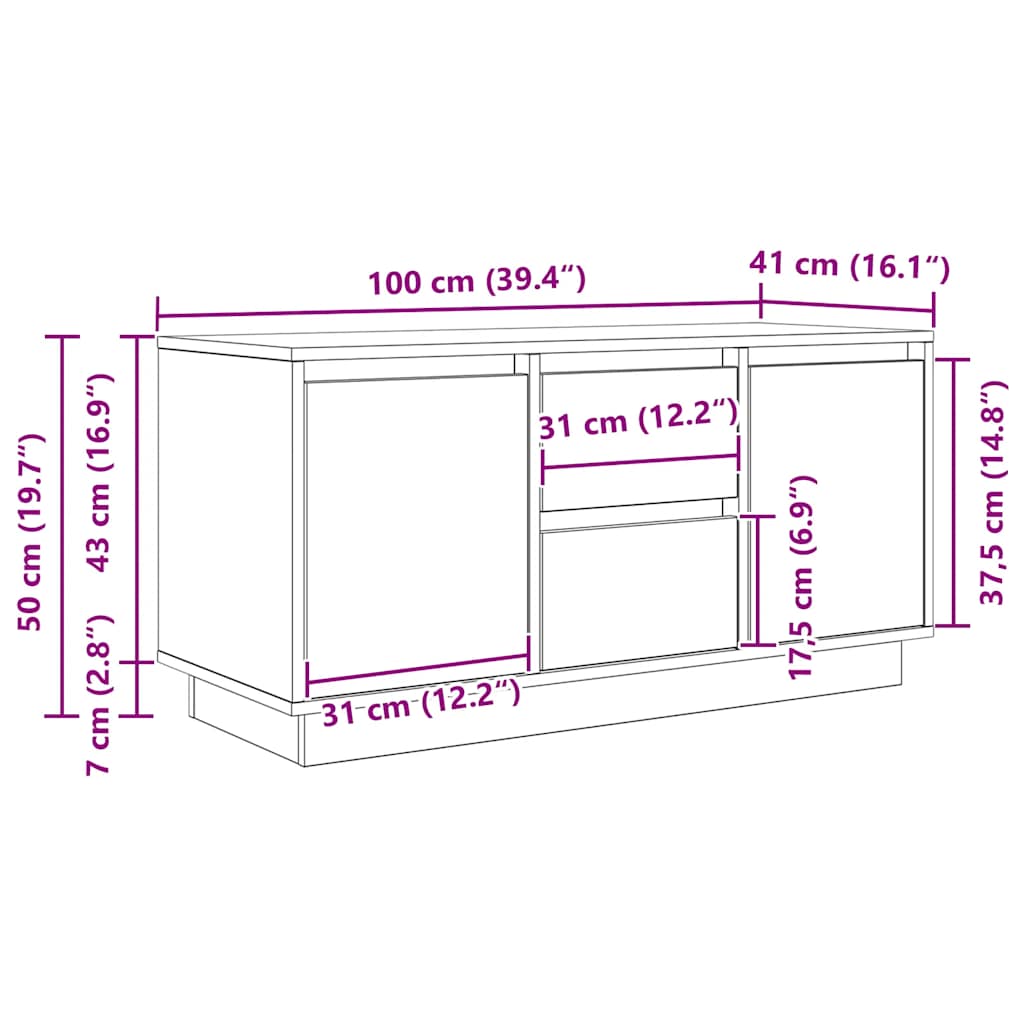 TV ormarić s LED svjetlima crni 100x41x50 cm