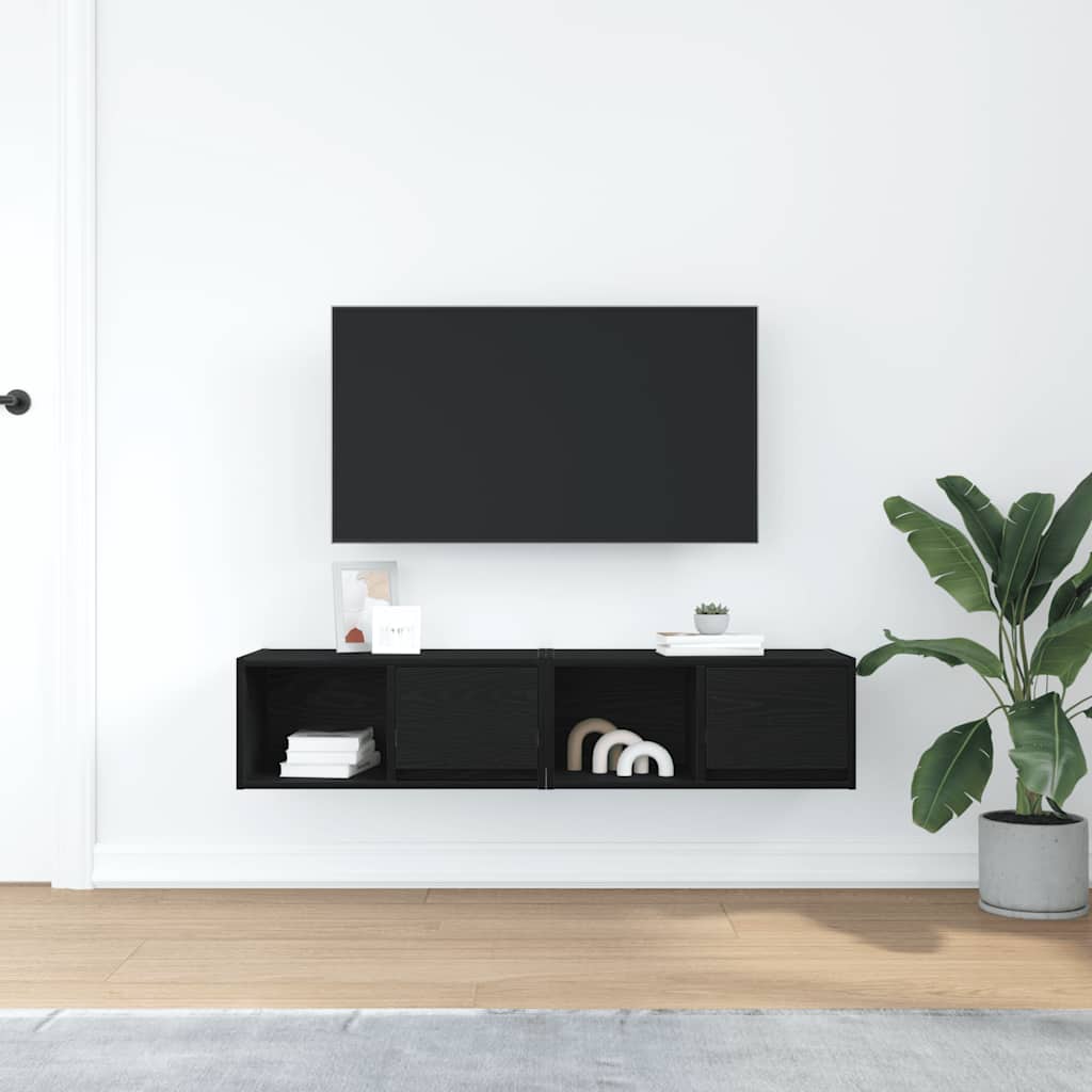 TV ormarići 2 kom crni hrast 60x31x25,5 cm konstruiranog drva