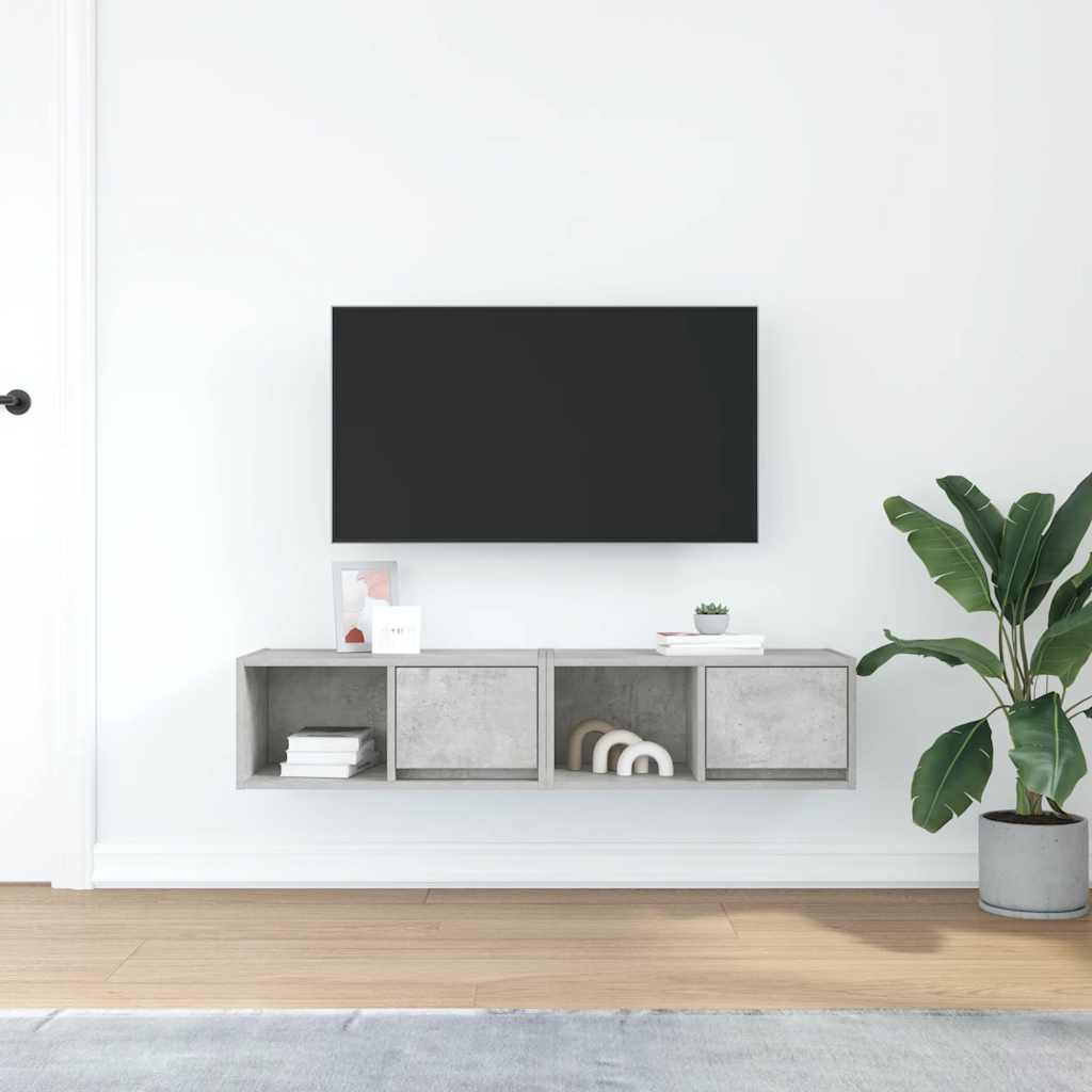 TV ormarići 2 kom boja betona 60x31x25,5 cm konstruirano drvo