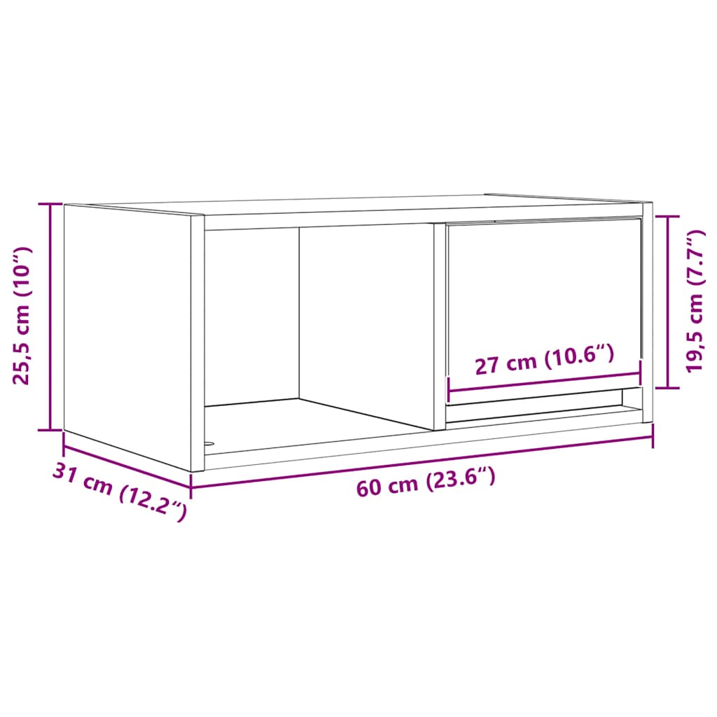 TV ormarić staro drvo 60x31x25,5 cm konstruirano drvo