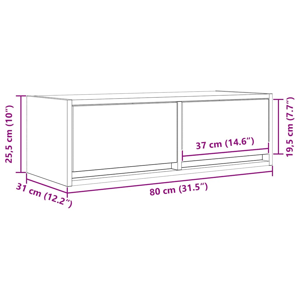 TV ormarići 2 kom boja dimljenog hrasta 80x31x25,5 cm drveni
