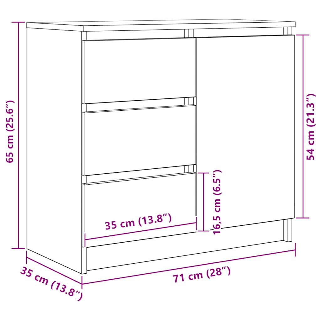 Komoda s ladicama beton siva 71x35x65 cm konstruirano drvo
