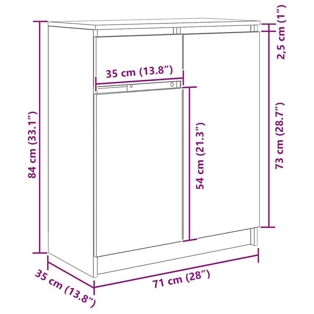 Komoda s ladicama staro drvo 71x35x84 cm konstruirano drvo