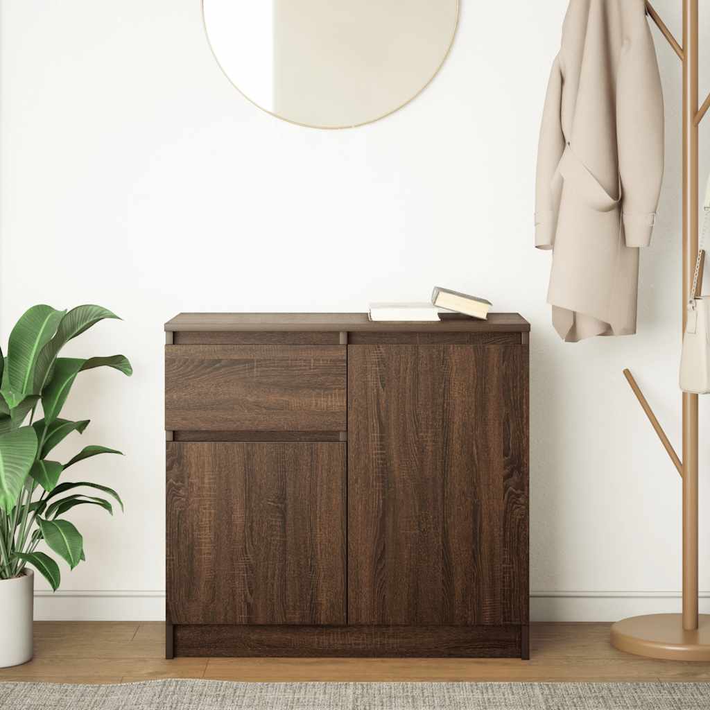 Komoda s ladicama smeđeg hrasta 71x35x65 cm konstruirano drvo