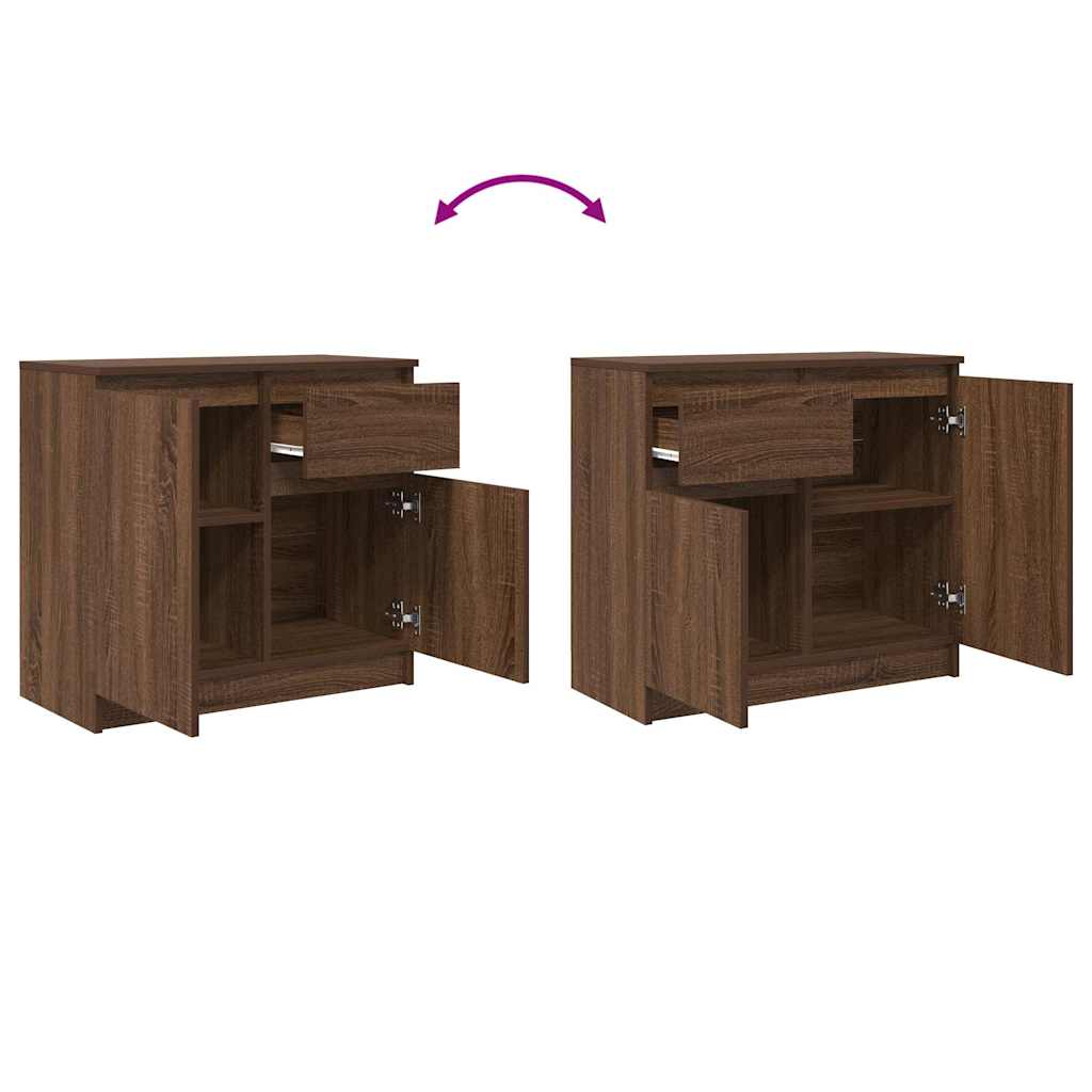 Komoda s ladicama smeđeg hrasta 71x35x65 cm konstruirano drvo