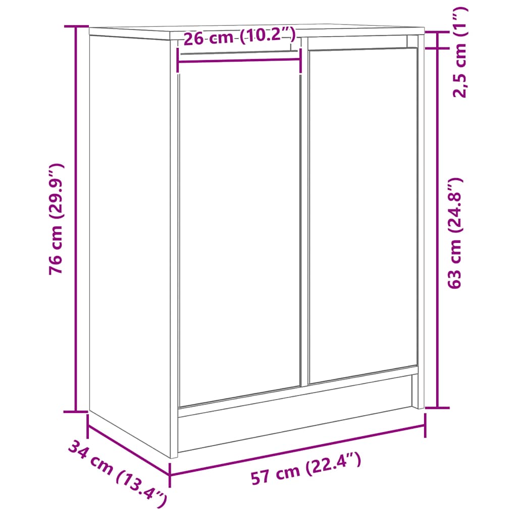 Komoda boja staro drvo 57x34x76 cm od konstruiranog drva