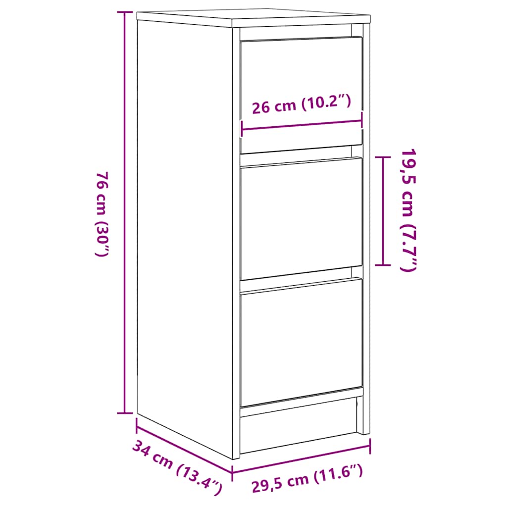 Komoda boja starog drva 29,5x34x76 cm konstruiranog drva
