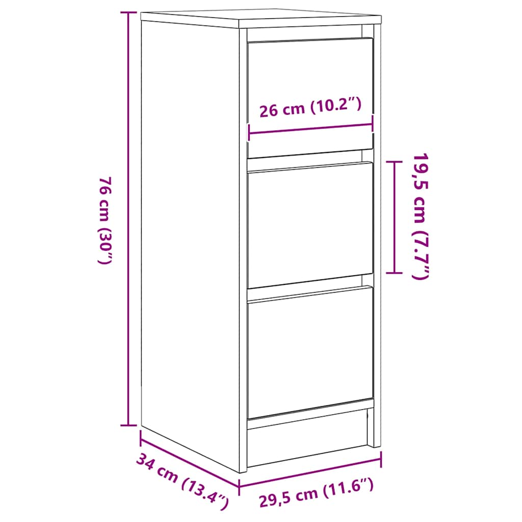 Komoda Artisan hrast 29,5x34x76 cm izrađeno drvo