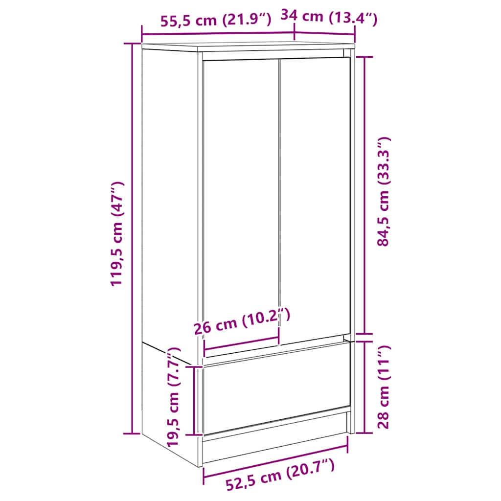 Ormarić s ladicom Artisan hrast 55,5x34x119,5 cm izrađeno drvo