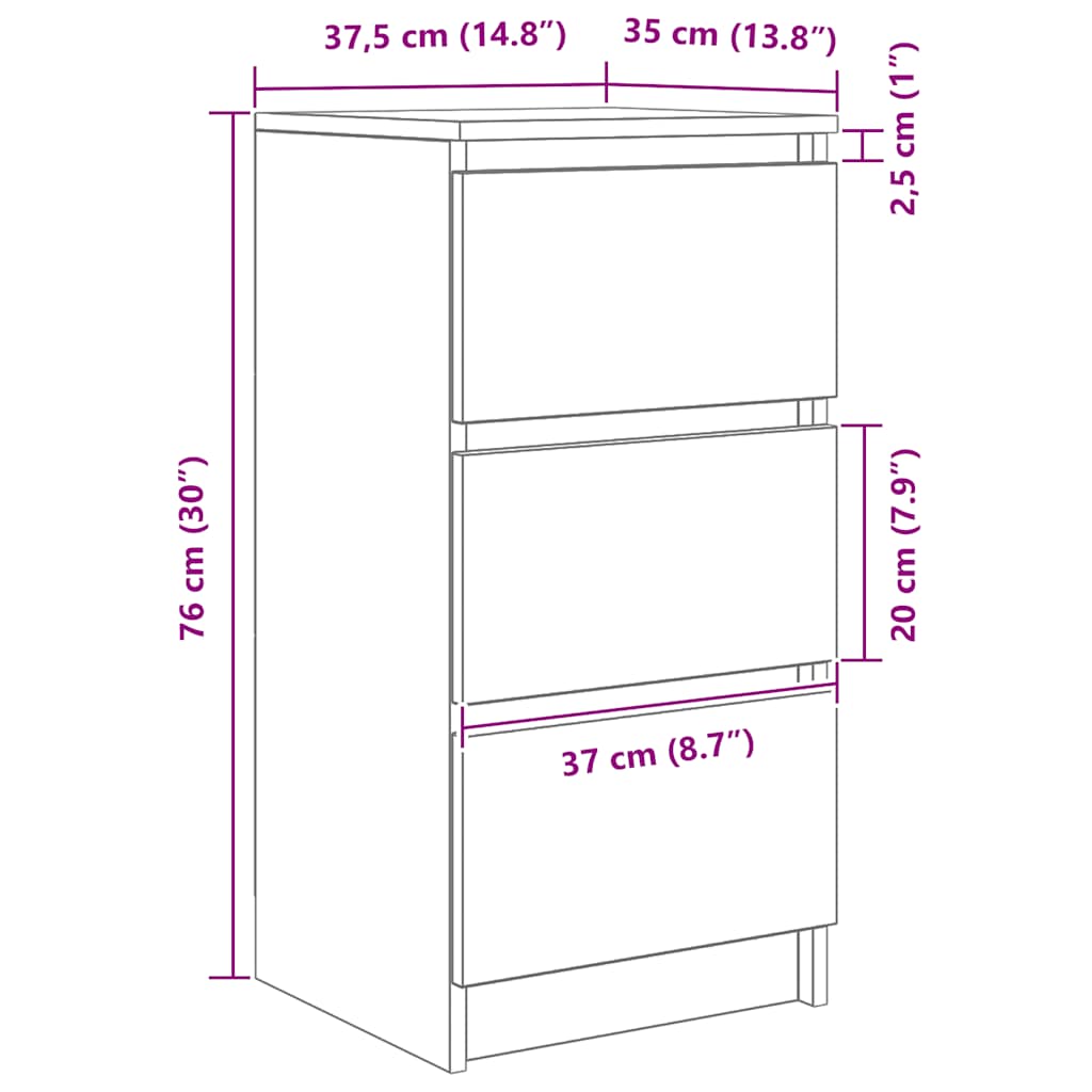 Komoda artisan hrast 37,5x35x76 cm konstruiranog drva