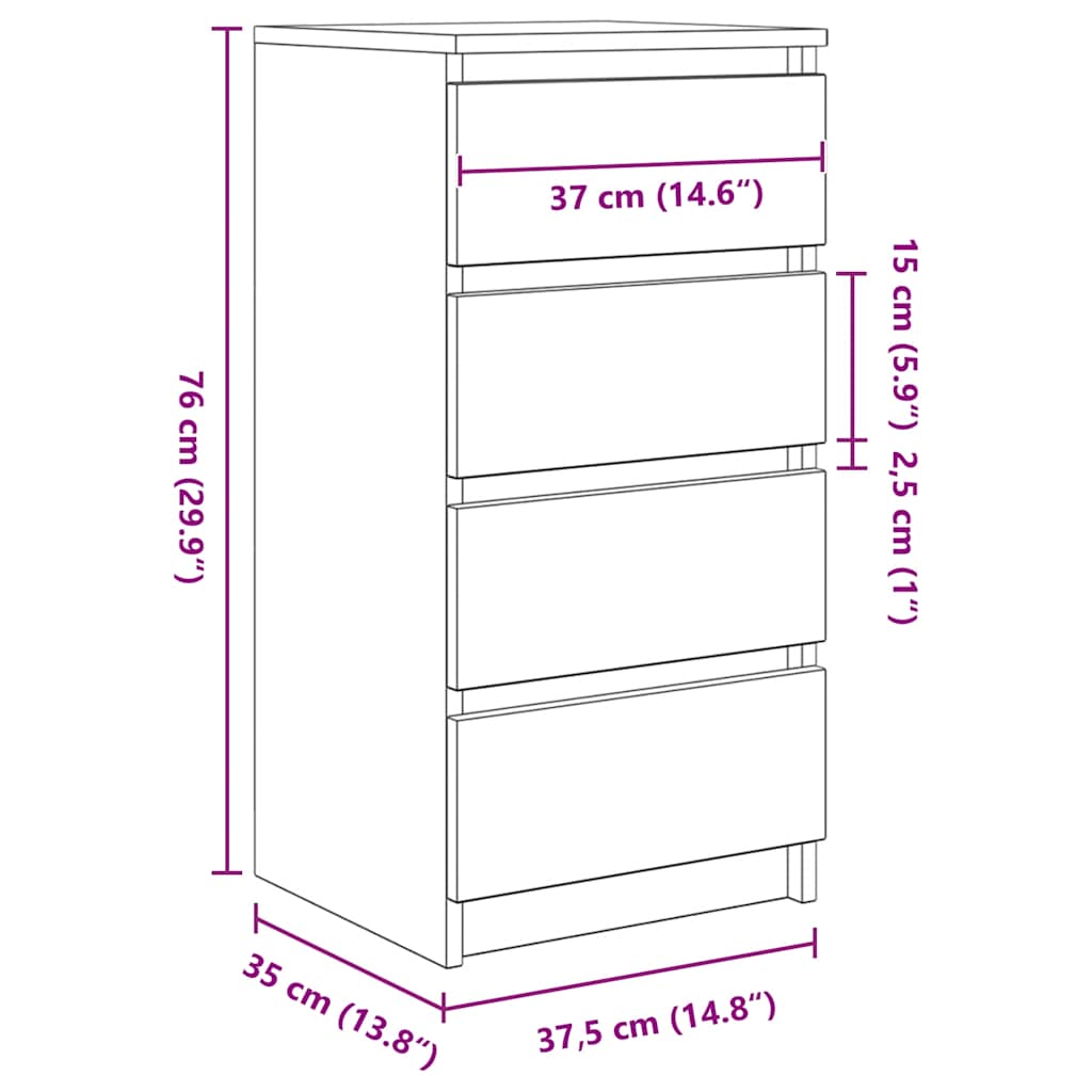 Komoda artisan hrast 37,5x35x76 cm konstruiranog drva