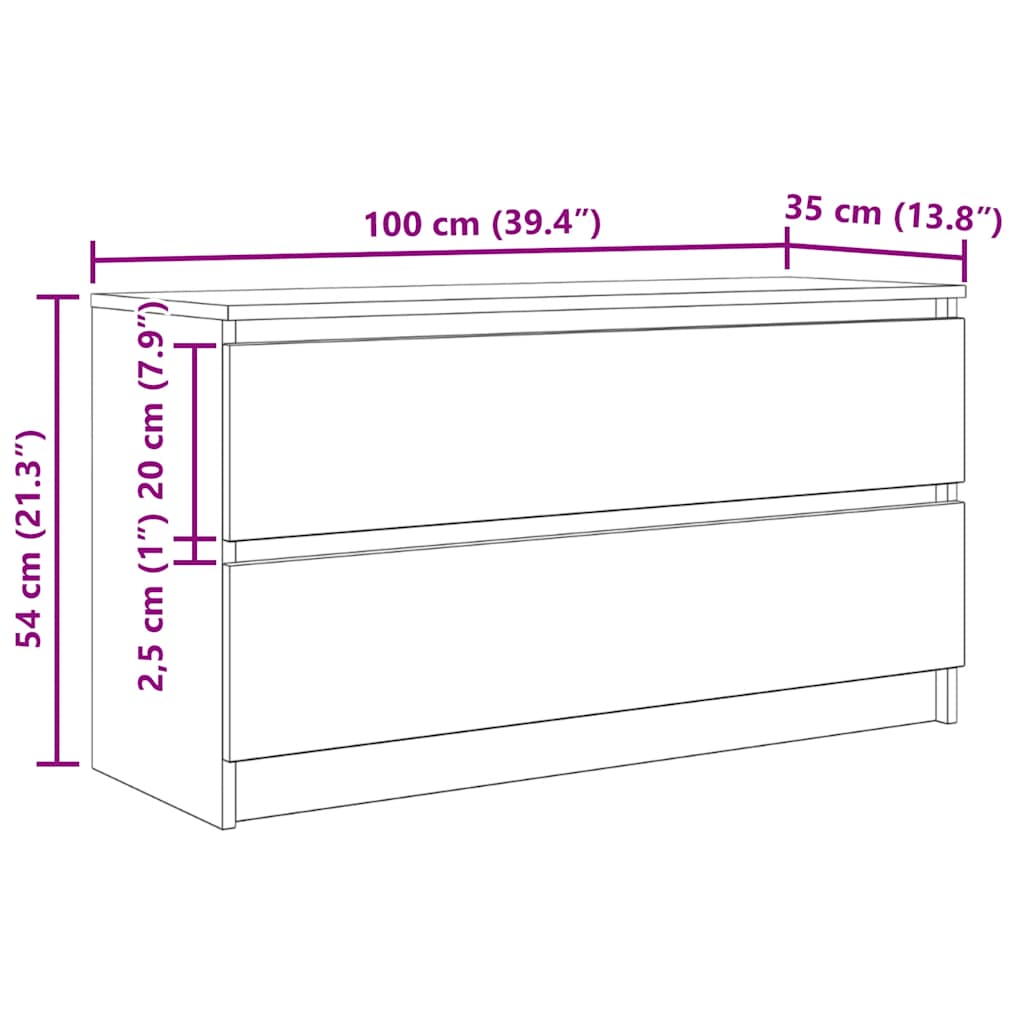 TV ormarić boja hrasta 100x35x54 cm od konstruiranog drva