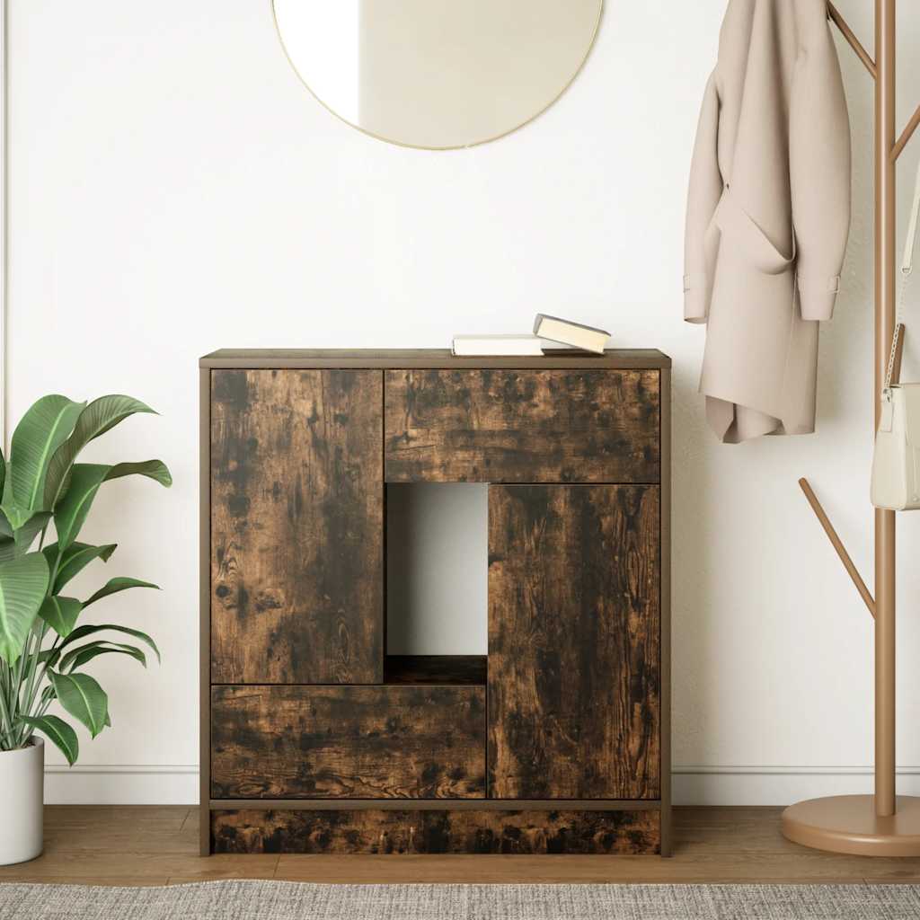 Komoda s ladicama i vratima dimljeni hrast 70,5x34x74,5 cm