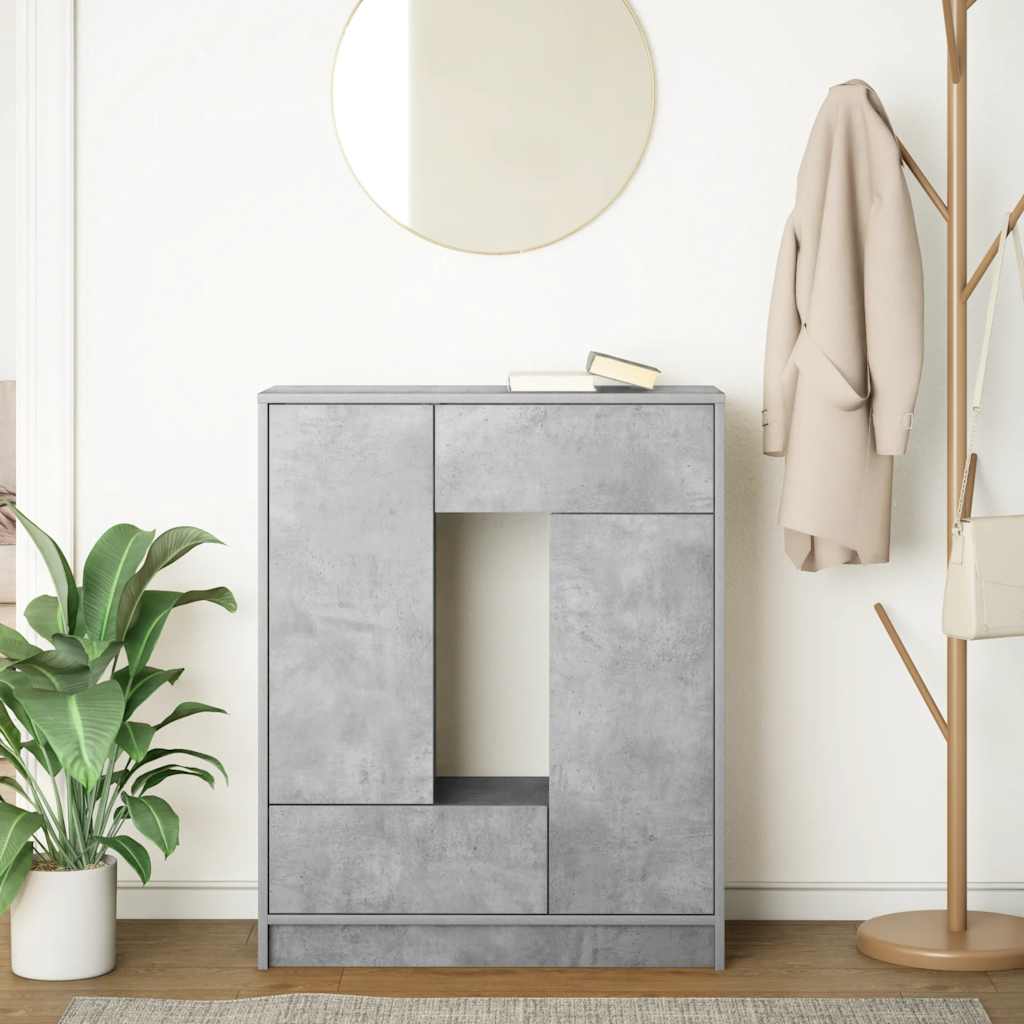 Komoda s ladicama i vratima beton siva 73x31x90 cm