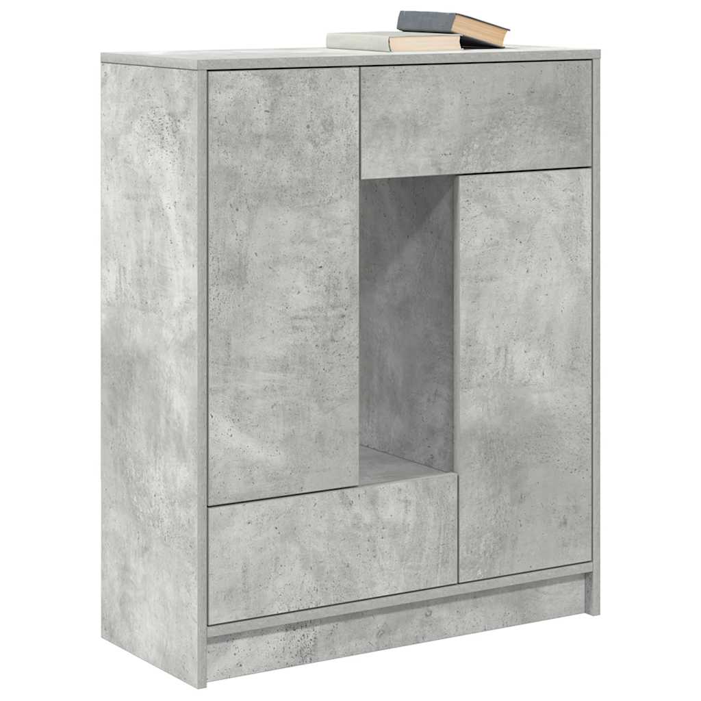 Komoda s ladicama i vratima beton siva 73x31x90 cm