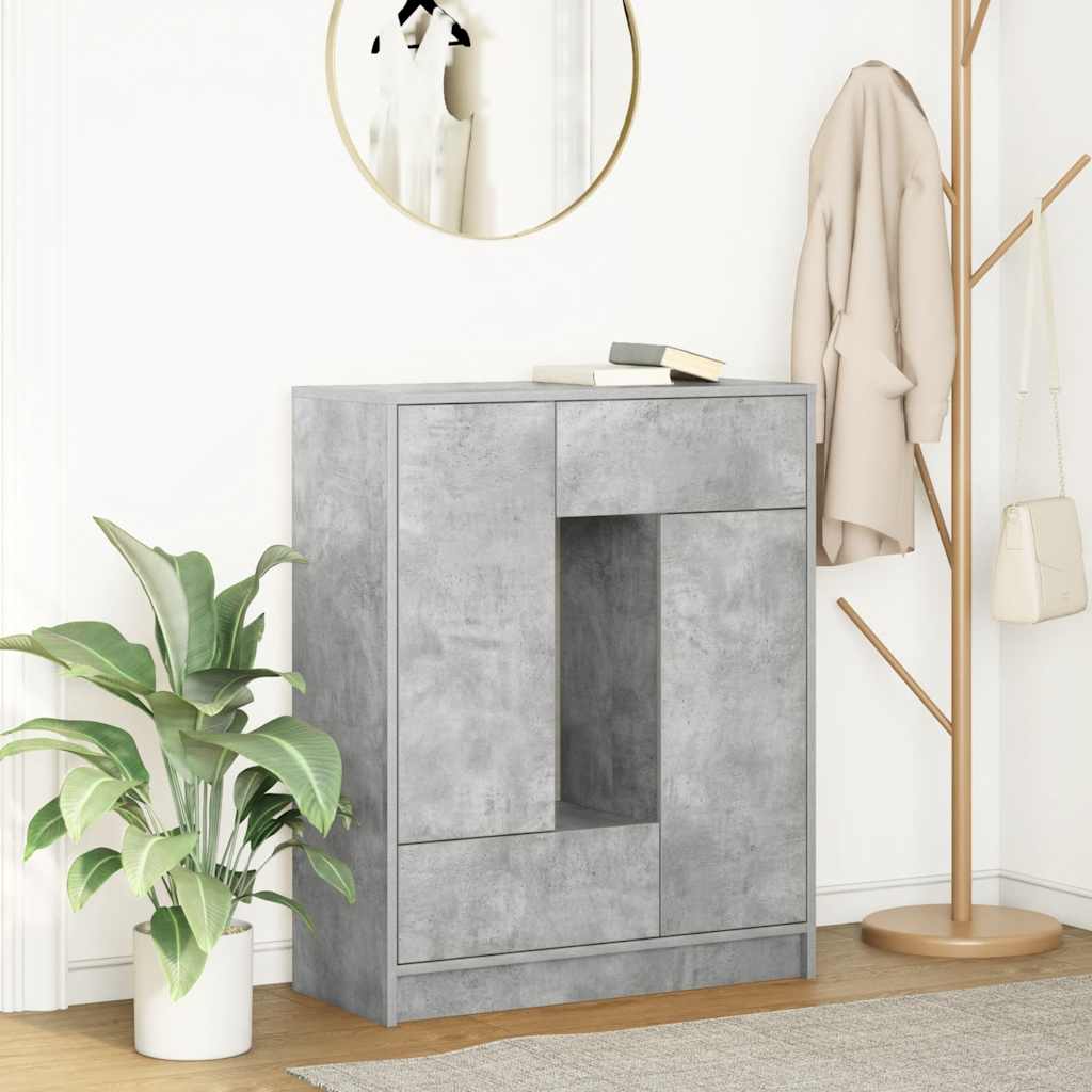 Komoda s ladicama i vratima beton siva 73x31x90 cm