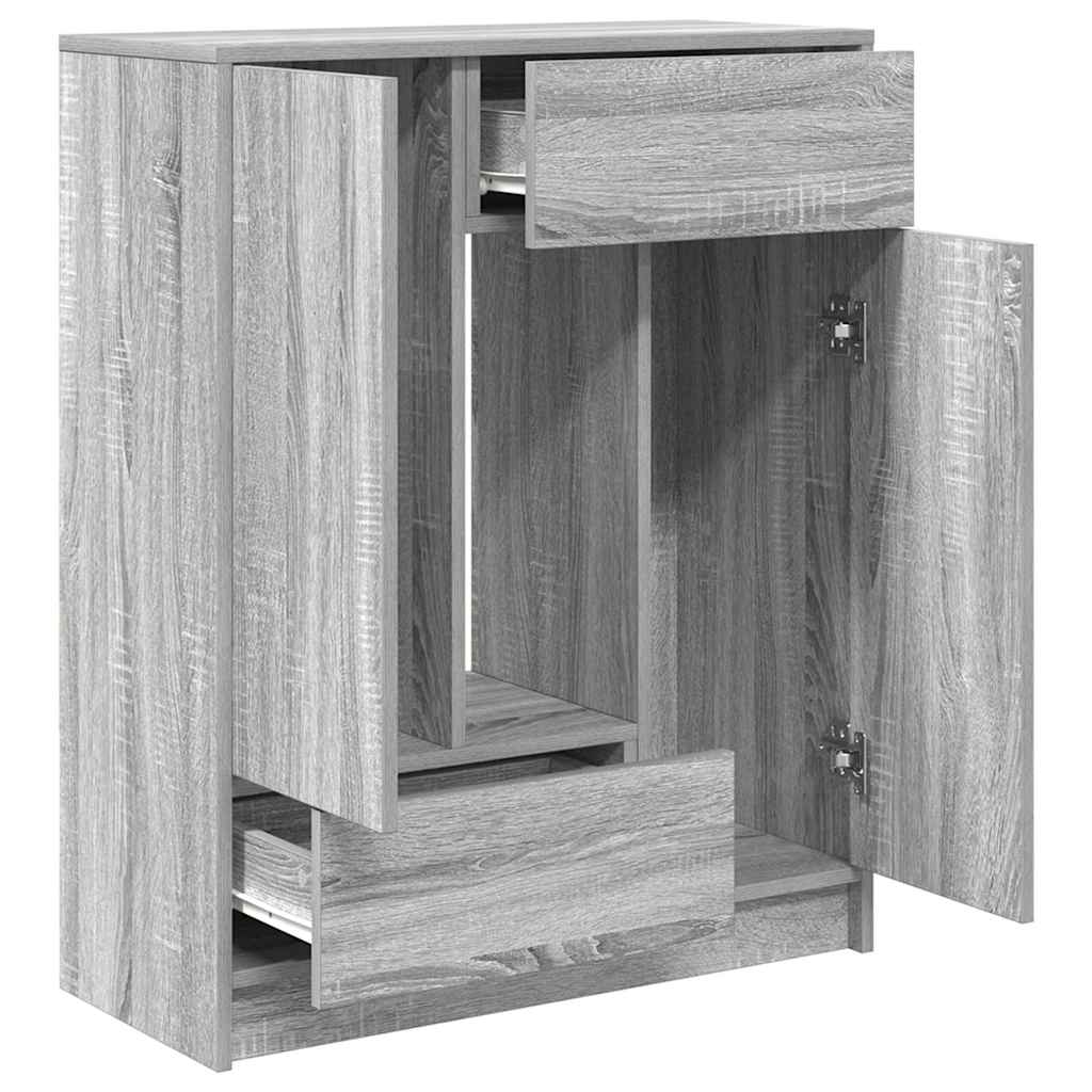 Komoda s ladicama i vratima siva sonoma 73x31x90 cm