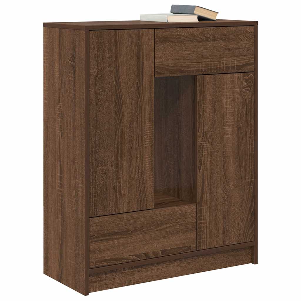 Komoda s ladicama i vratima smeđi hrast 73x31x90 cm