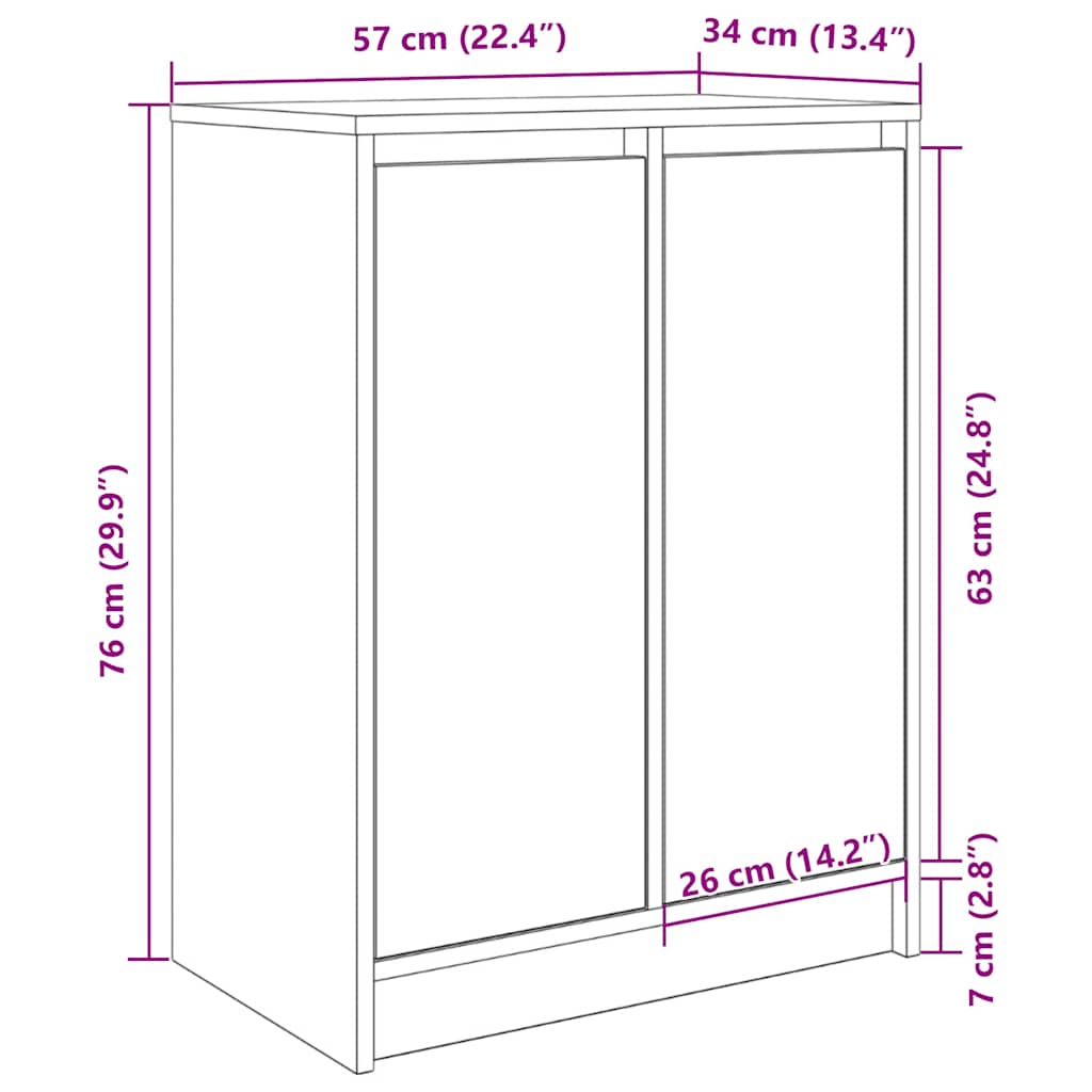 Ormarić za cipele boja hrasta 57x34x76 cm konstruirano drvo