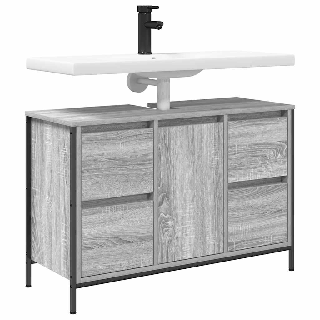 Ormarić za umivaonik s ladicama siva sonoma 90x34,5x60 cm