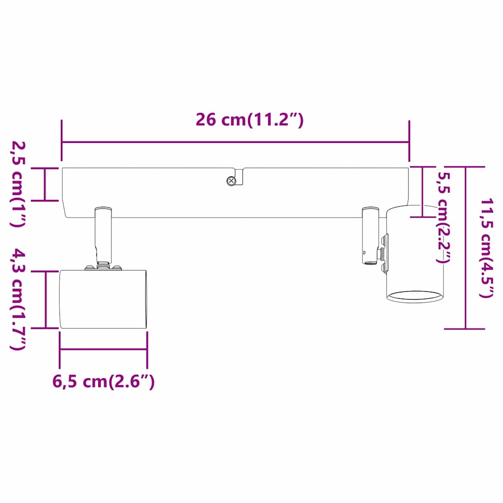 Stropni reflektor Bijelo 26 x 6,5 x 11,5 cm Metal
