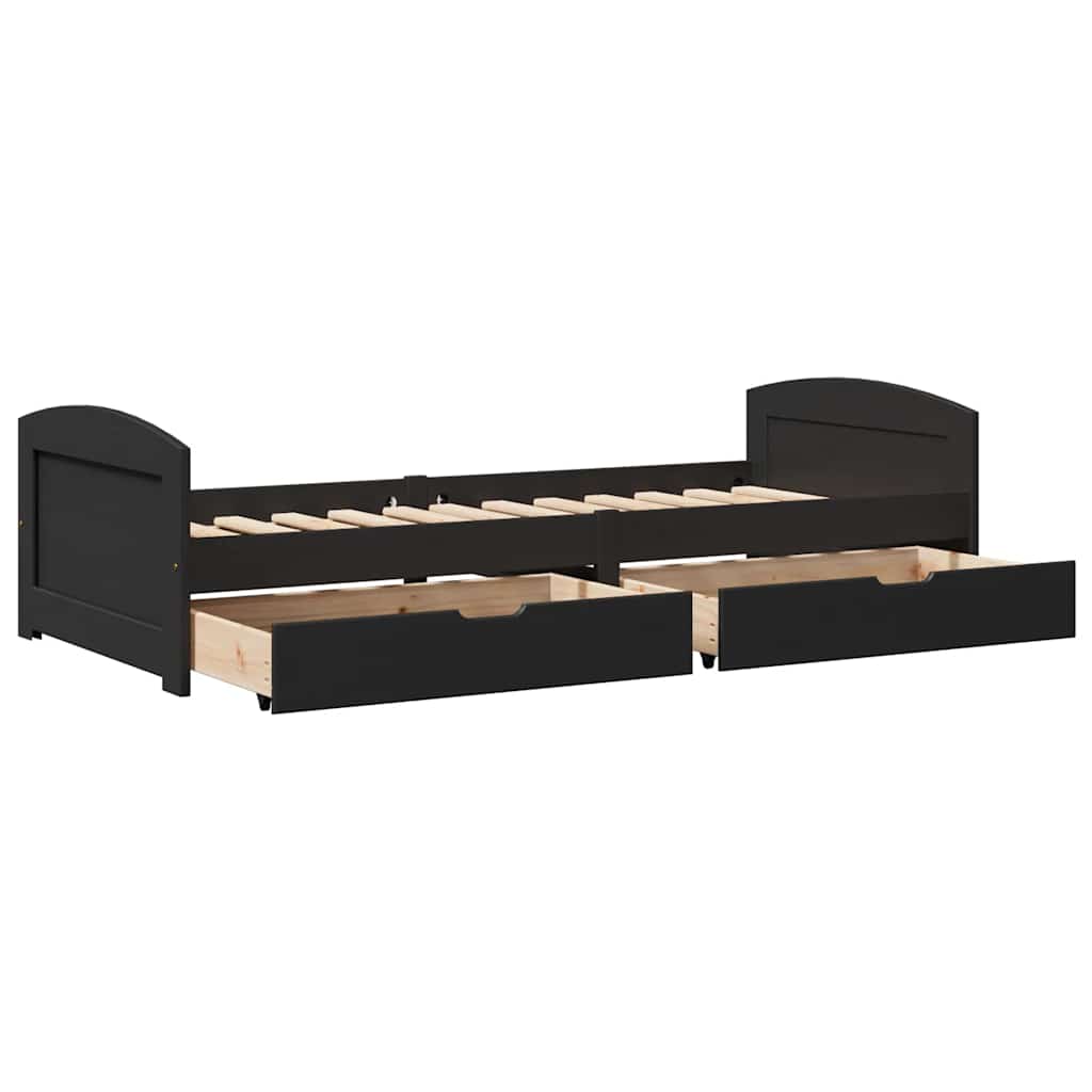 Dnevni krevet s 2 ladice bez madraca "IRUN" crni 90x200 cm
