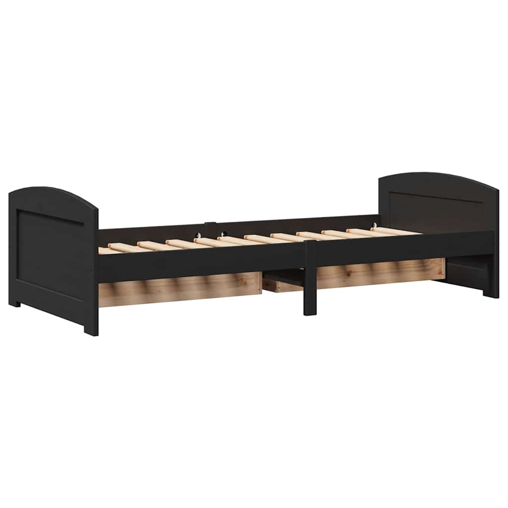 Dnevni krevet s 2 ladice bez madraca "IRUN" crni 90x200 cm