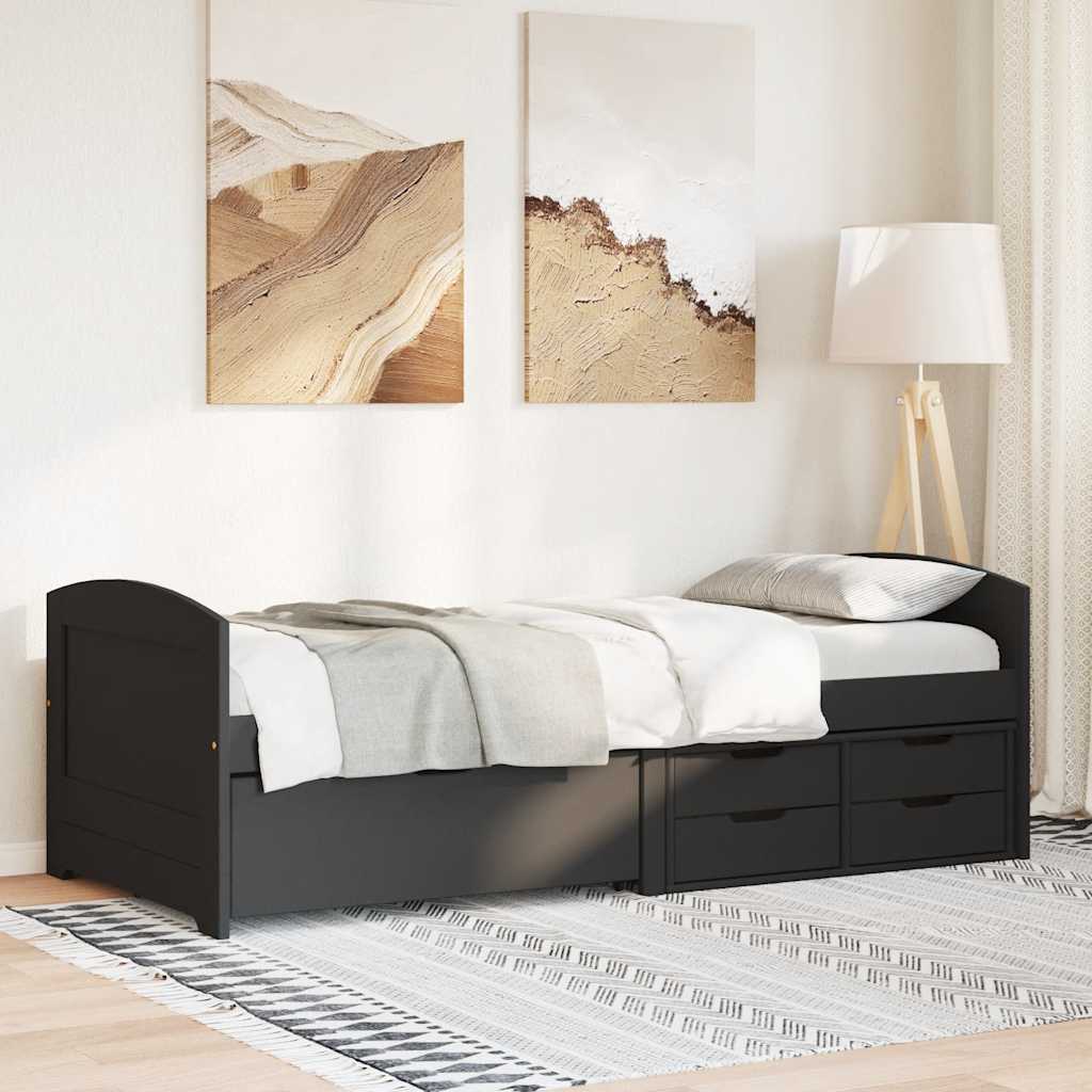 Dnevni krevet s 5 ladica bez madraca "IRUN" crni 90x200 cm