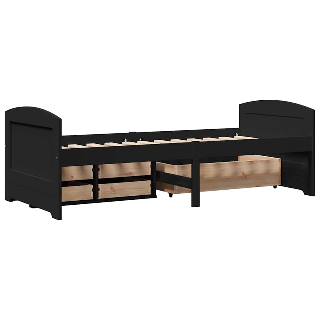Dnevni krevet s 5 ladica bez madraca "IRUN" crni 90x200 cm