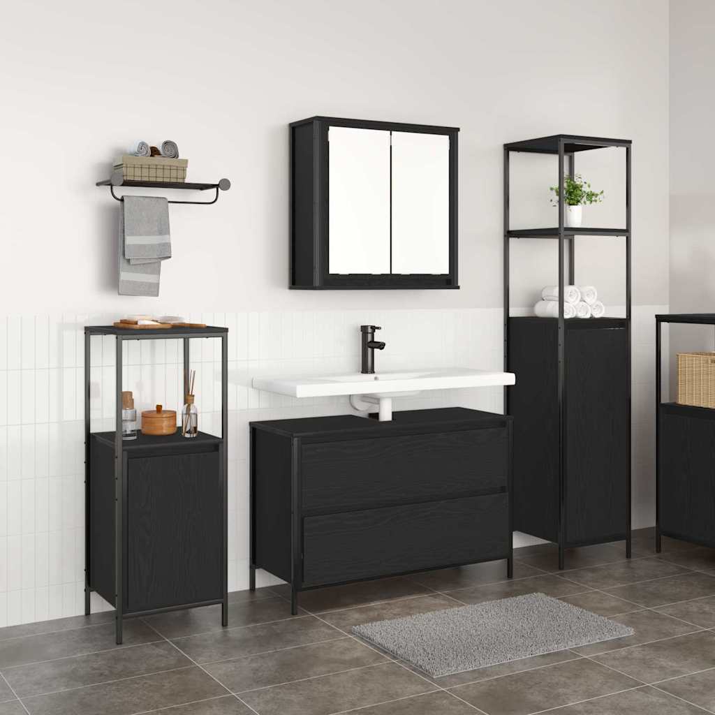 Set namještaja za kupaonicu 3 pcs Crni hrast Konstruirano drvo