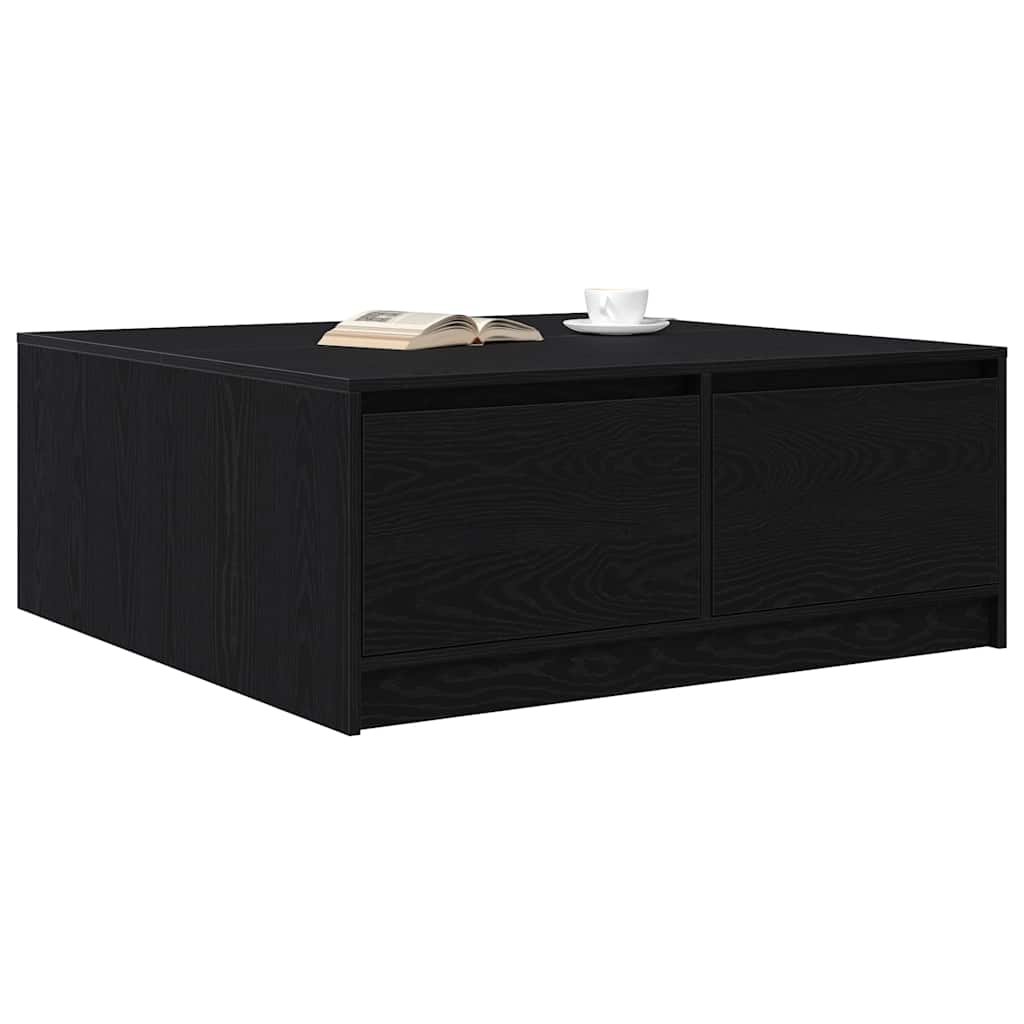 stol za kavu s ladicama crni hrast 100x100x40 cm