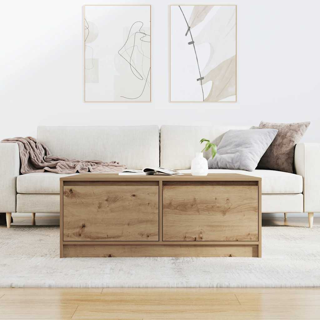 stol za kavu s ladicama artisan hrast 100x100x40 cm