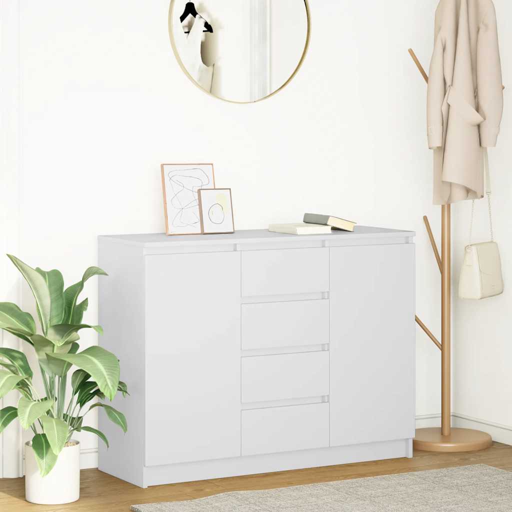 Komoda s ladicama bijela 100,5x35x76 cm konstruirano drvo
