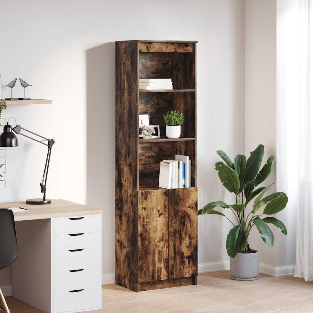 Visoka komoda dimljeni hrast 50x35x180 cm konstruiranog drva