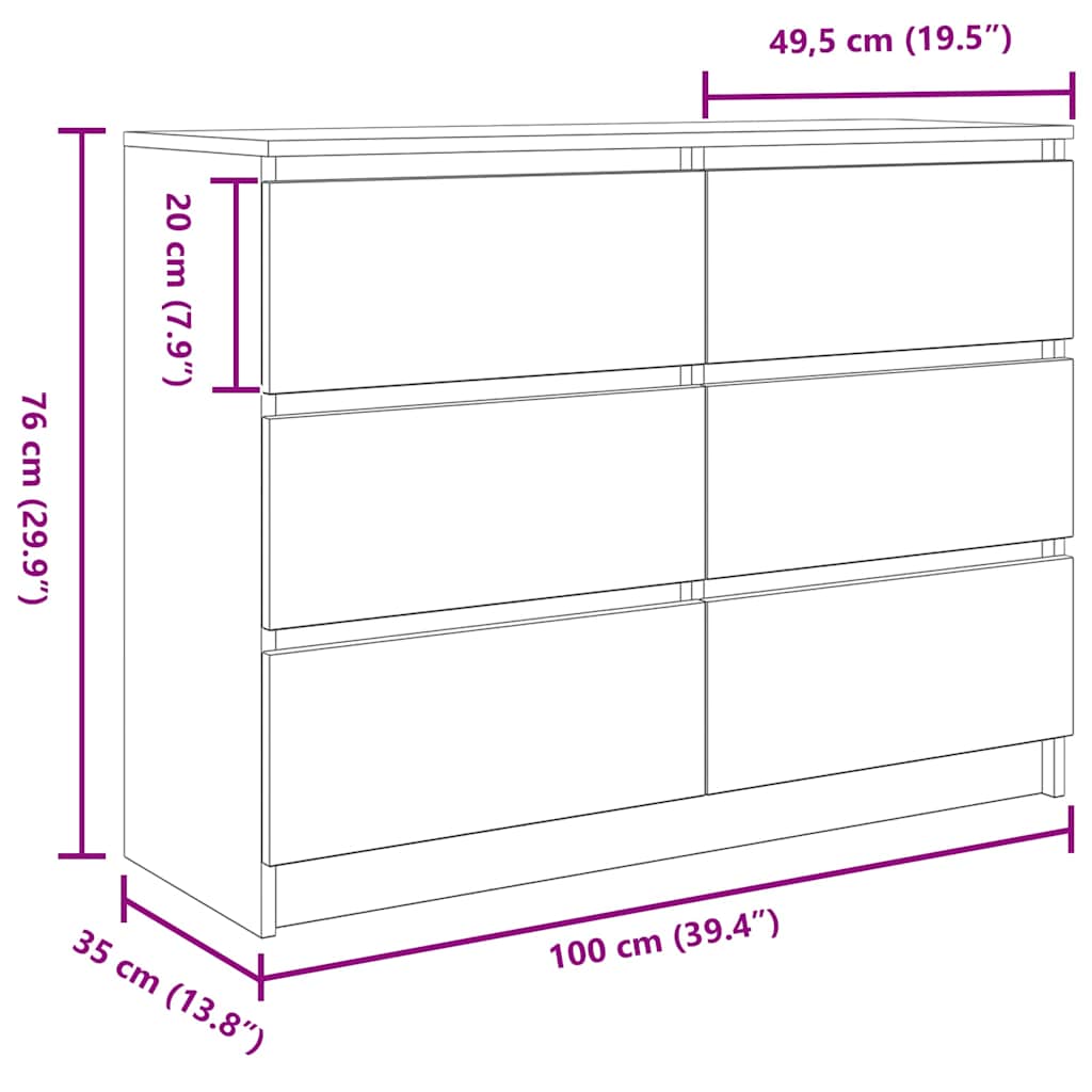 Komoda sonoma hrast 100x35x76 cm izrađeno drvo