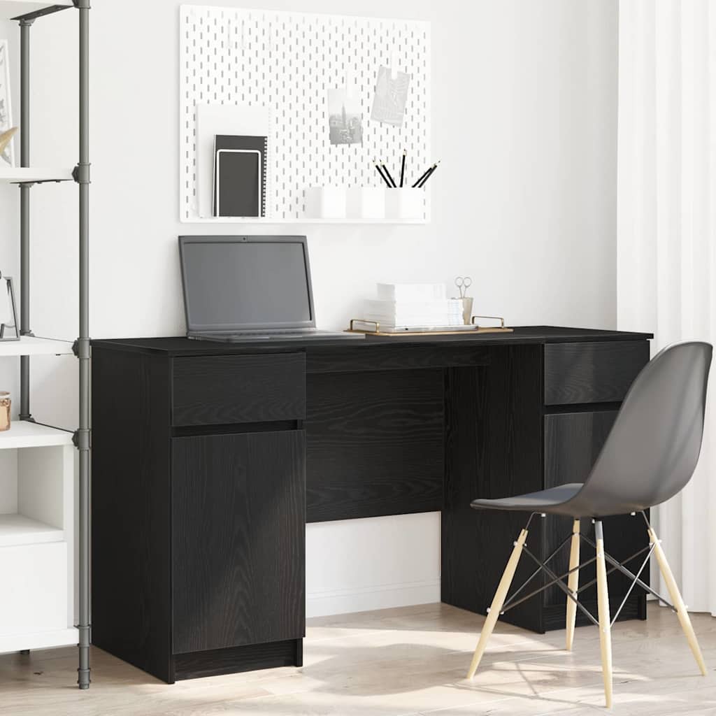 Stol s ladicama Crni hrast 140 x 49 x 76 cm Konstruirano drvo