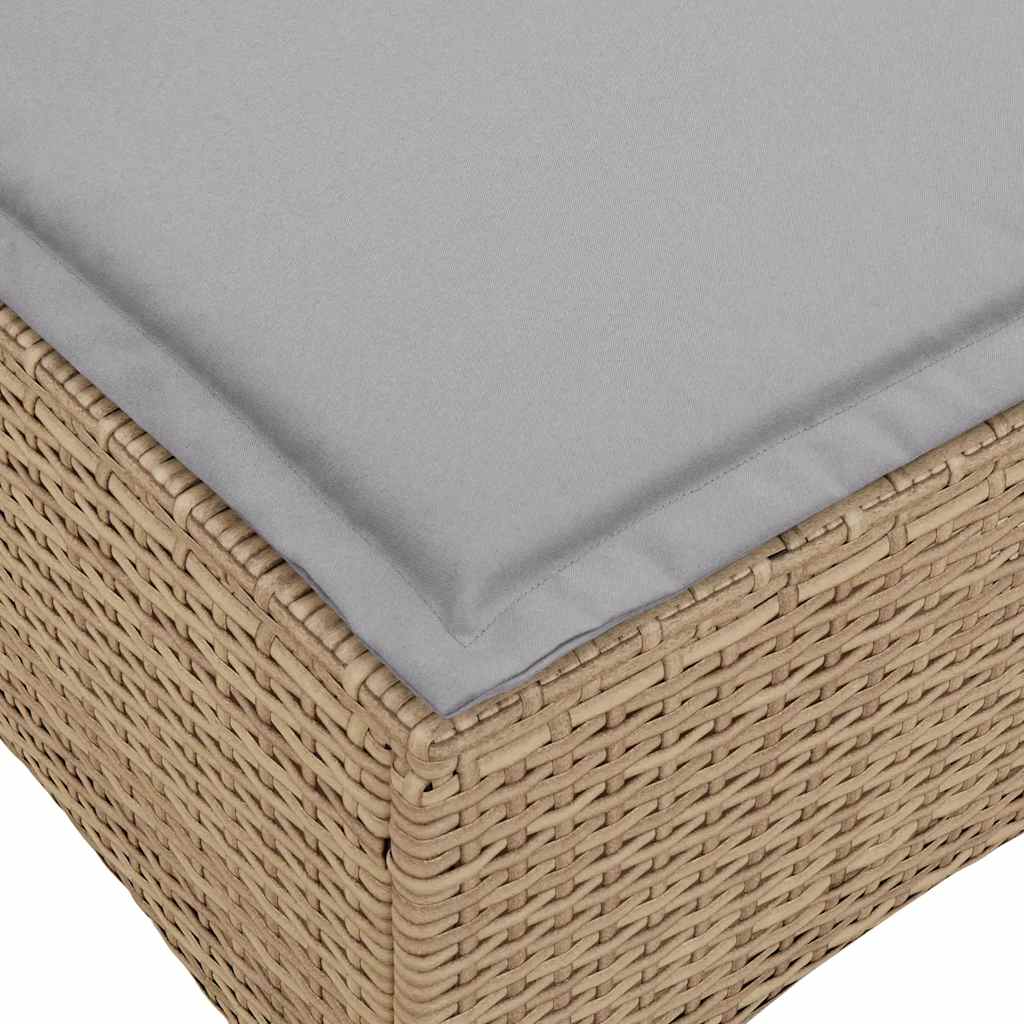 Vrtni tabure s jastucima 2 kom bež 55x55x36 cm poliratan
