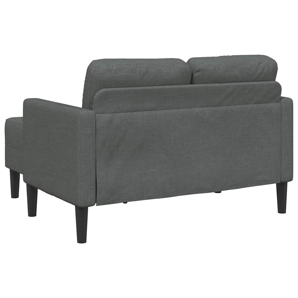 Dvosjed s ležaljkom u obliku slova L, tamno siva, tkanina, 125 cm