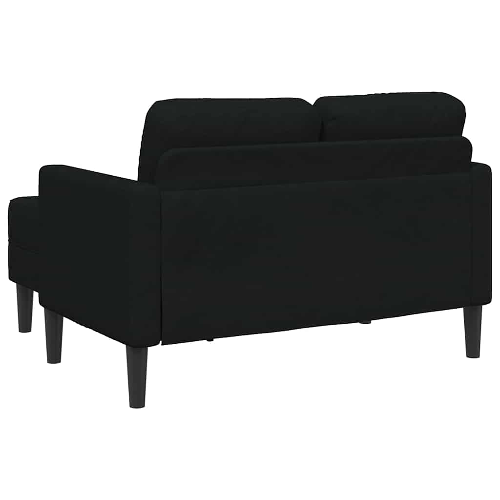 Sofa 2-sjed s ležaljkom u obliku slova L, crna tkanina 125 cm