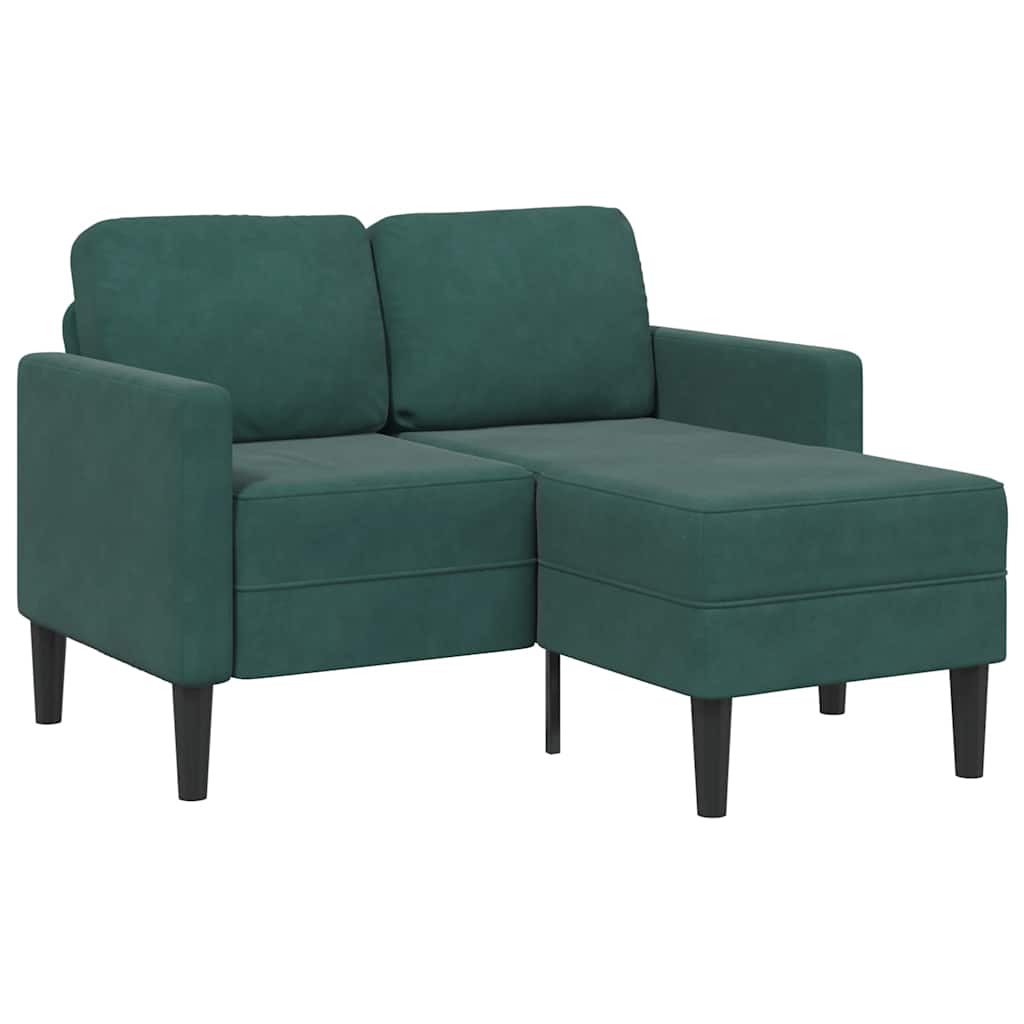 Sofa 2-sjed s ležaljkom u obliku slova L tamnozelena 125 cm