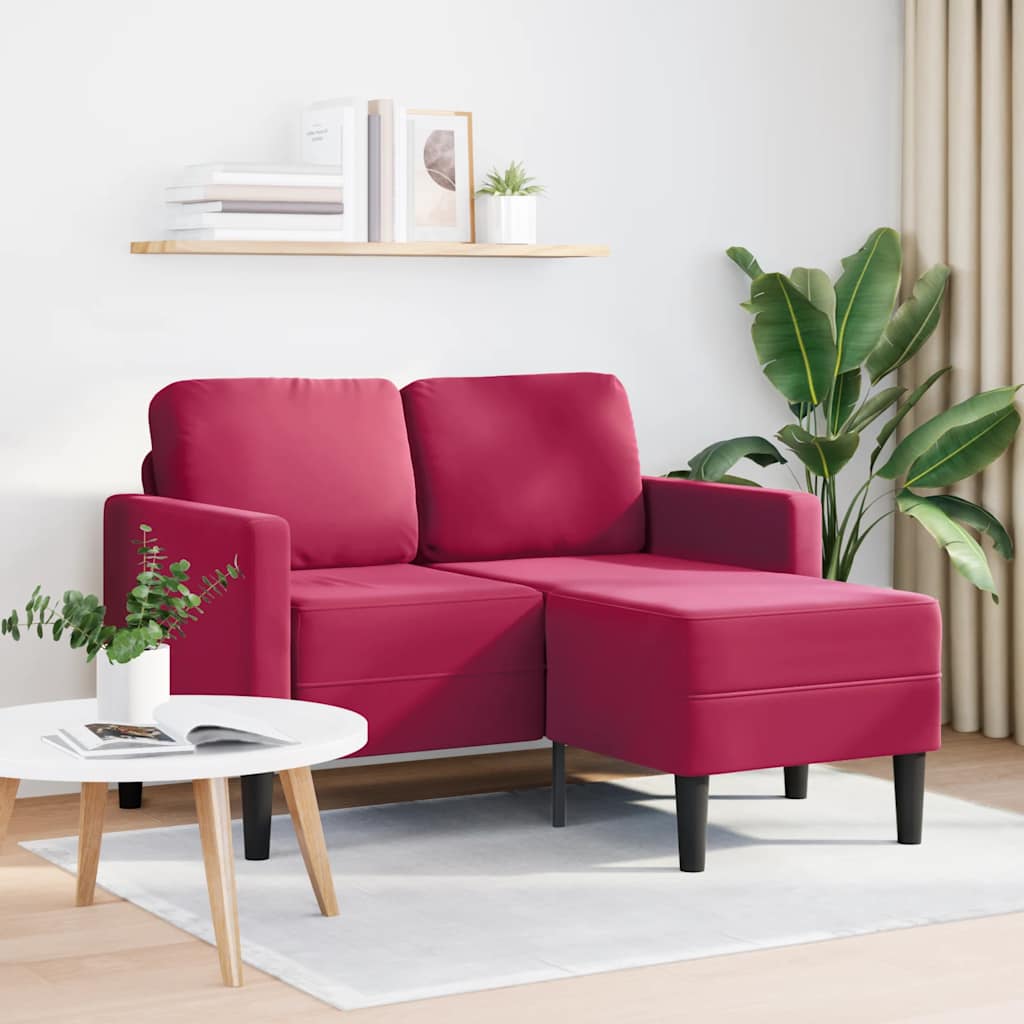Sofa 2-sjed s ležaljkom u obliku slova L vino crveno 125 cm