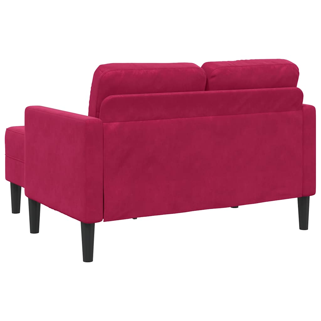 Sofa 2-sjed s ležaljkom u obliku slova L vino crveno 125 cm