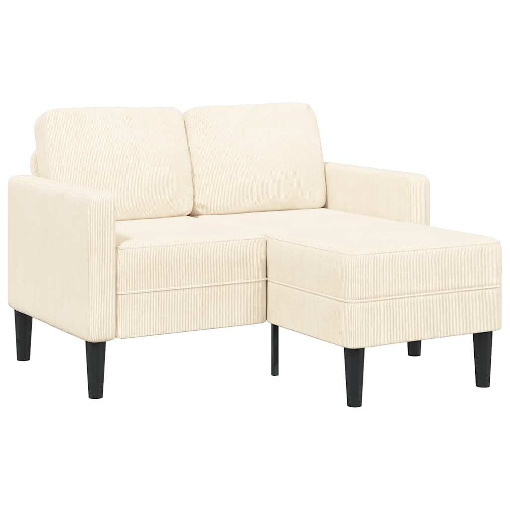Sofa 2-sjed s ležaljkom u obliku slova L krem 125 cm lan
