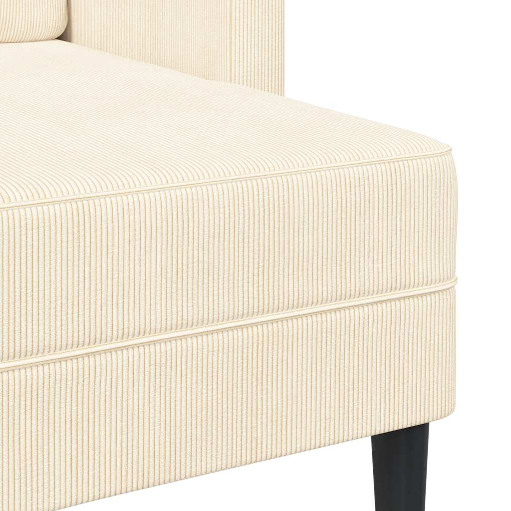 Sofa 2-sjed s ležaljkom u obliku slova L krem 125 cm lan