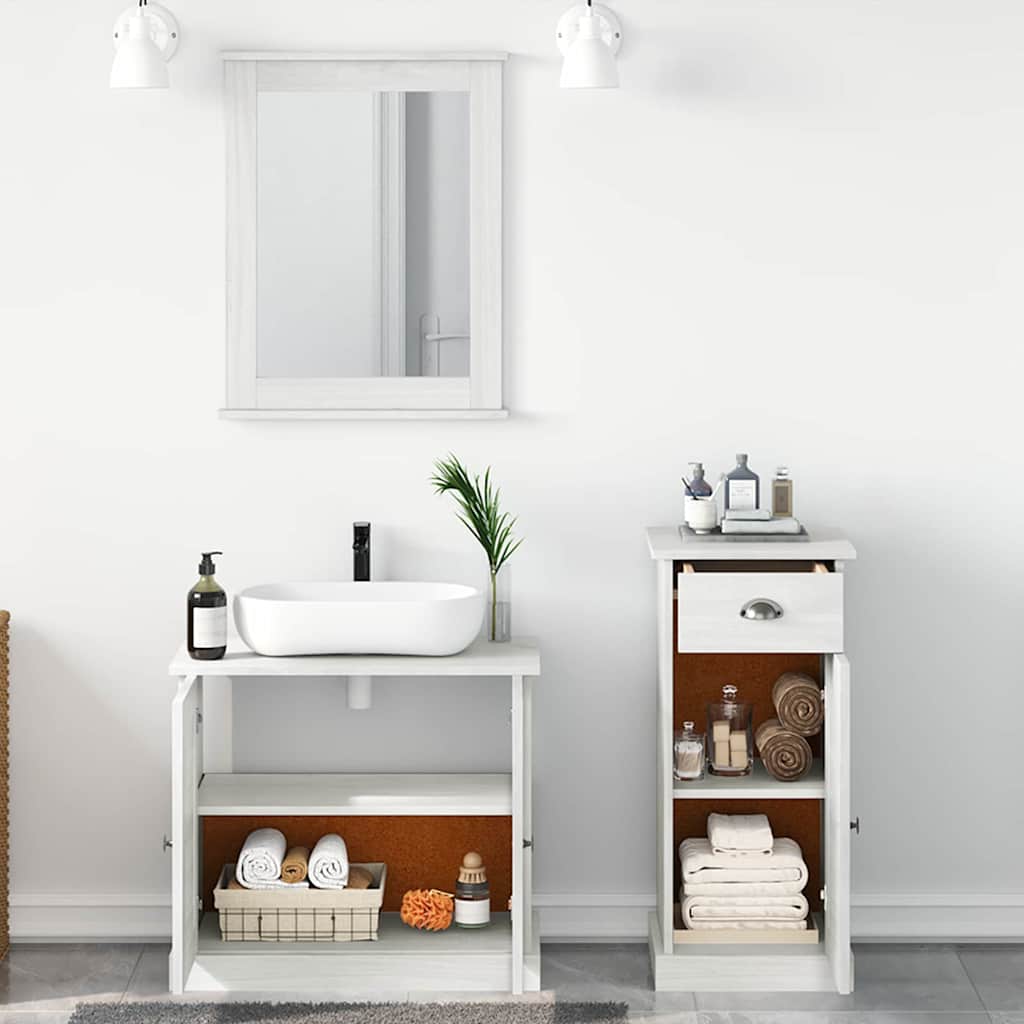 Set namještaja za kupaonicu s ladicama 3 pcs Antič White