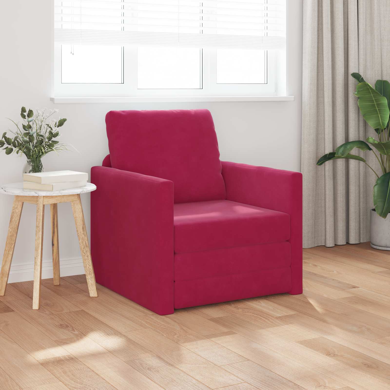 Krevet na razvlačenje Vinska crvena 74 x 77 x 81 cm Baršun